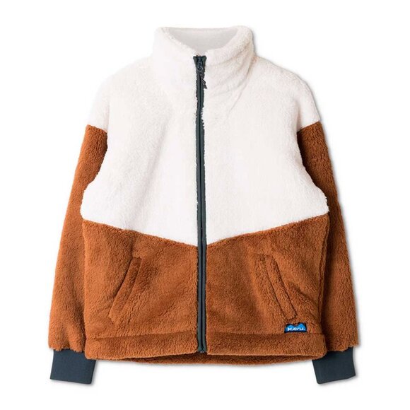 New Kavu Sherpa Jacket in Cream and Brown - Lakeway Sweatshirt - Vintage Western - Picture 1 of 12